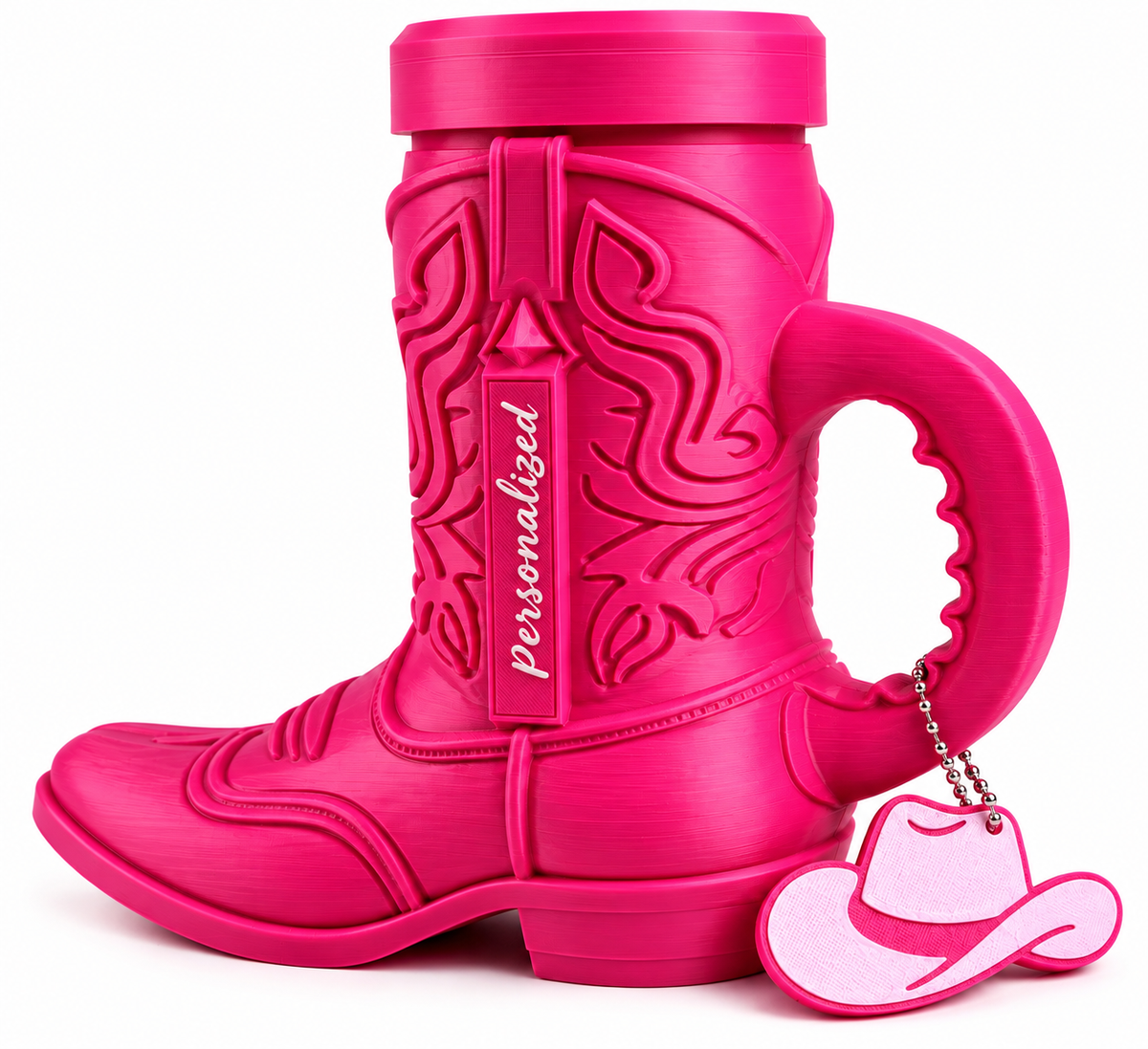 Personalized Cowboy Boot Can Holder with Can Opener Keychain