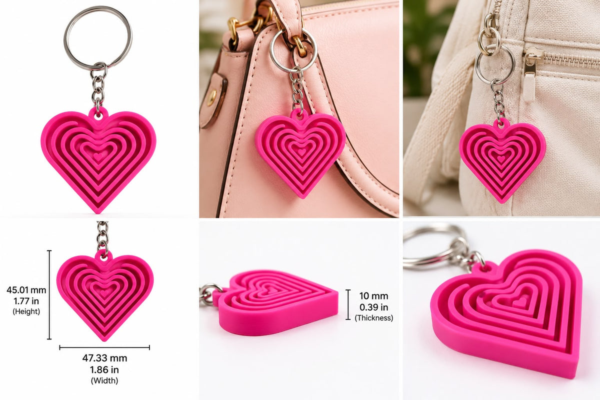 3D Printed Layered Heart Fidget Keychain